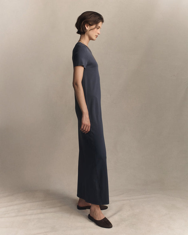 P. Johnson Crepe Knit Tee Dress - Oily Blue