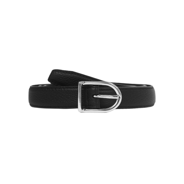 p. johnson D Buckle Belt - Black Pebble Leather