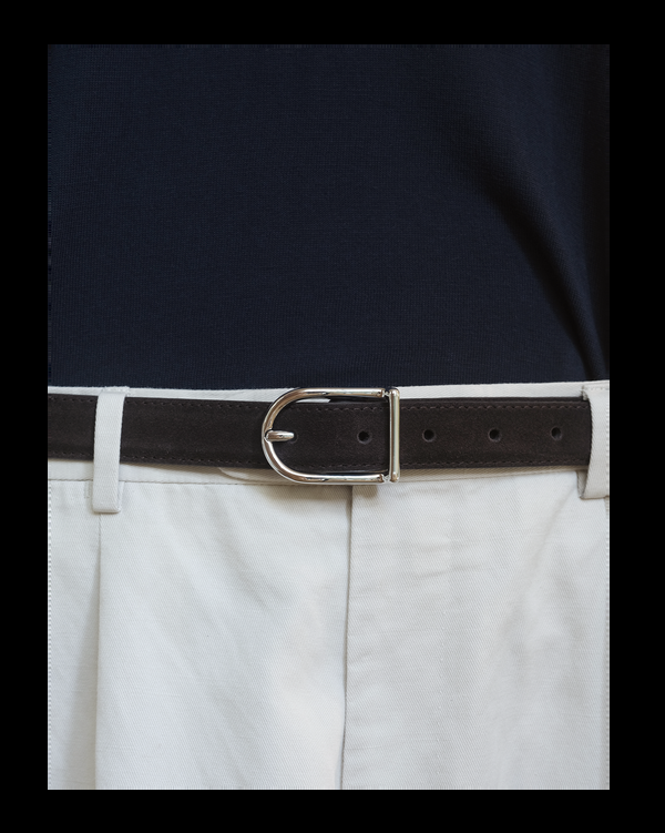 P. Johnson D Buckle Belt - Chocolate Suede