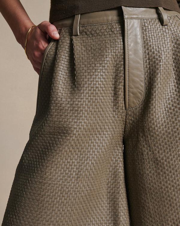 P. Johnson Delphine Leather Shorts - Taupe