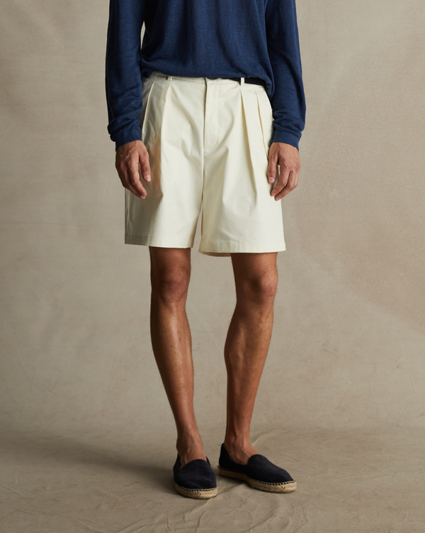 p. johnson Double Pleated Chino Shorts - Off White
