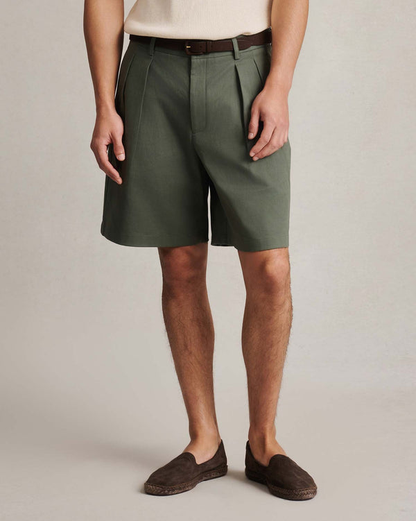 p. johnson Double Pleated Chino Shorts - Sage Green