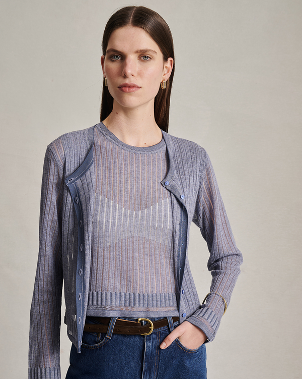 P. Johnson Edie Cardigan - Flores Blue