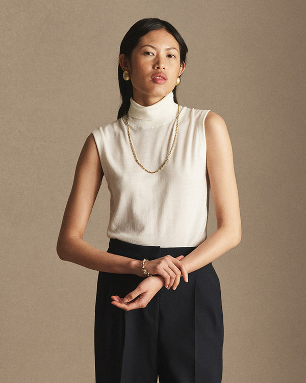 p. johnson Essie Merino Turtle Neck - Off White