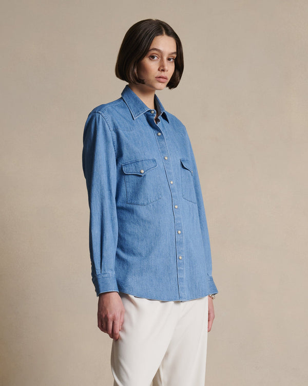 P. Johnson Femme Western Shirt - Light Denim