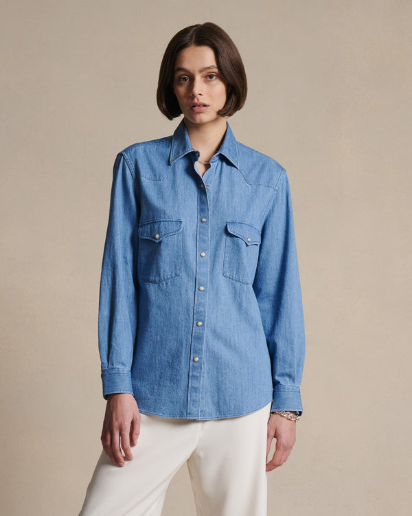 p. johnson Femme Western Shirt - Light Denim