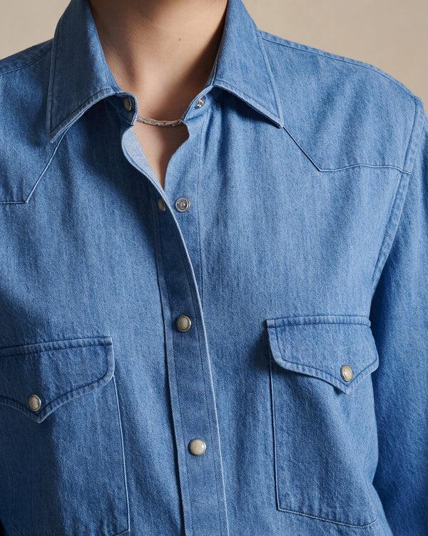 P. Johnson Femme Western Shirt - Light Denim
