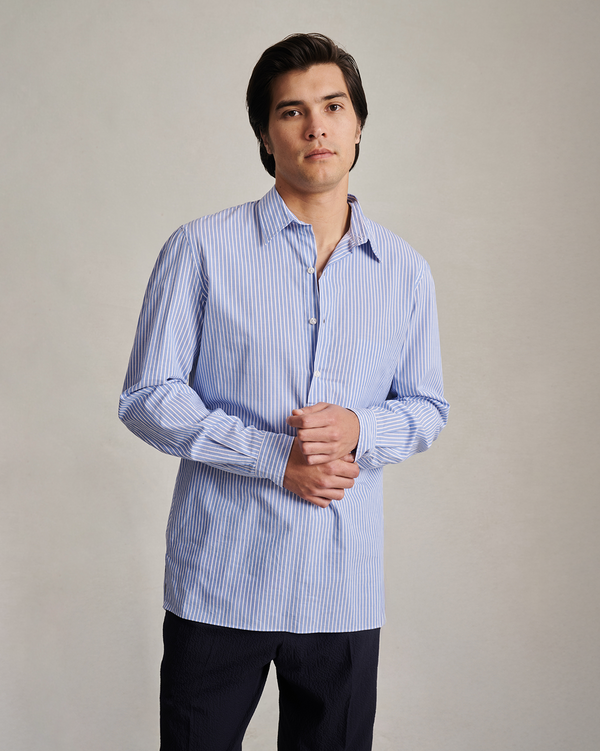 p. johnson Fine Twill Popover - Blue & White Stripe