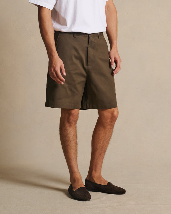 P. Johnson Flat Front Chino Shorts - Khaki
