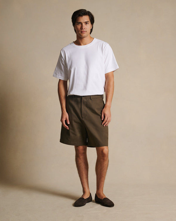 P. Johnson Flat Front Chino Shorts - Khaki