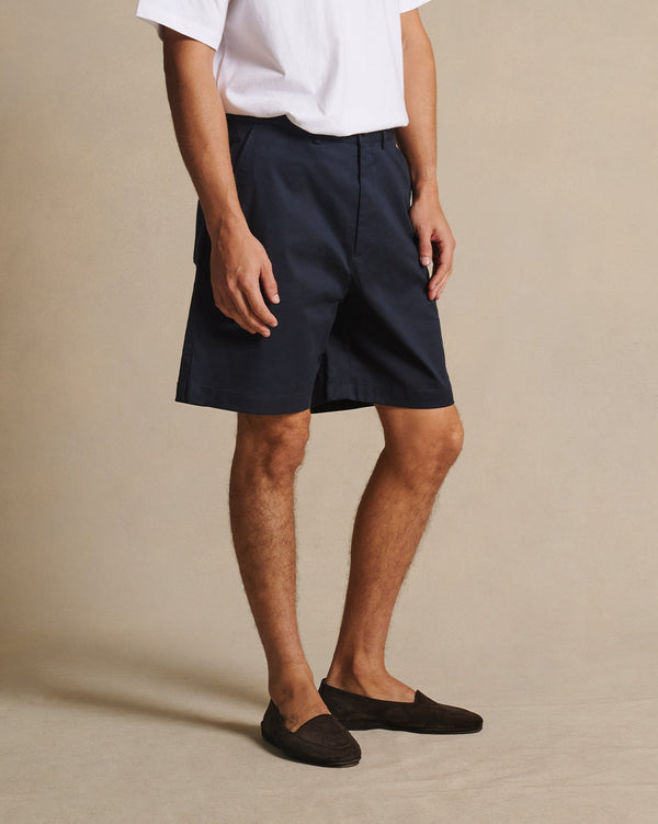 P. Johnson Flat Front Chino Shorts - Navy