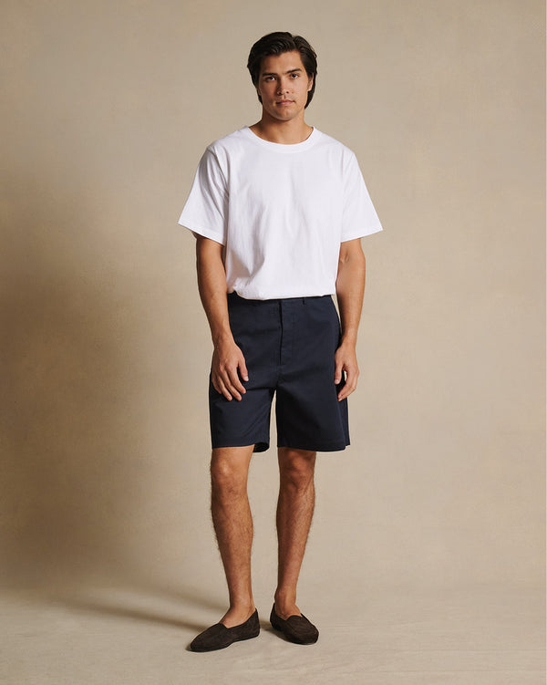 P. Johnson Flat Front Chino Shorts - Navy