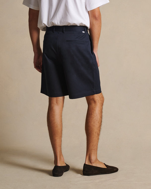 P. Johnson Flat Front Chino Shorts - Navy