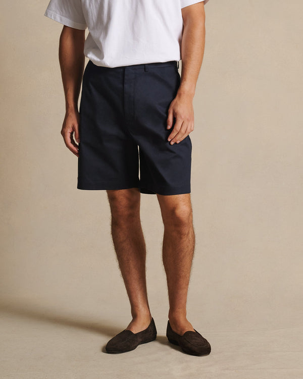 p. johnson Flat Front Chino Shorts - Navy