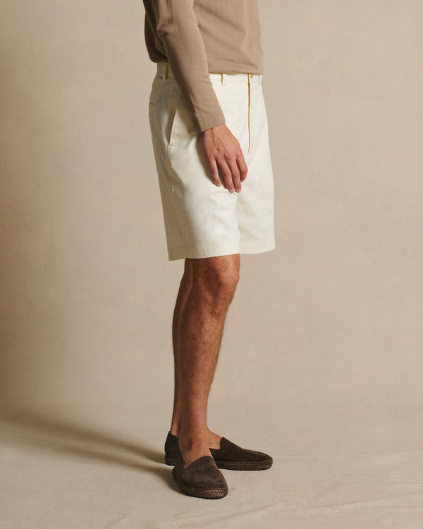 P. Johnson Flat Front Chino Shorts - Off White