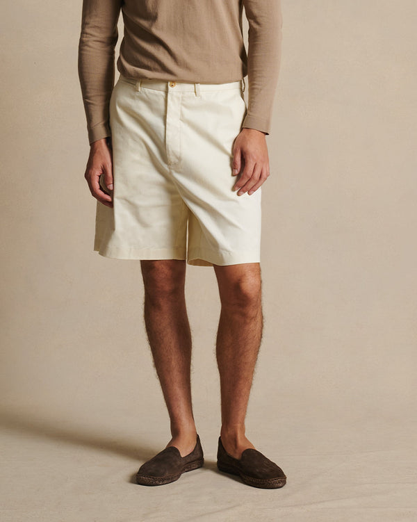 p. johnson Flat Front Chino Shorts - Off White