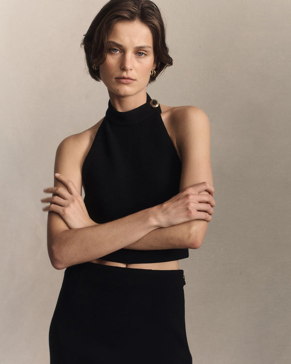 p. johnson Gabrielle Crop - Black Crepe