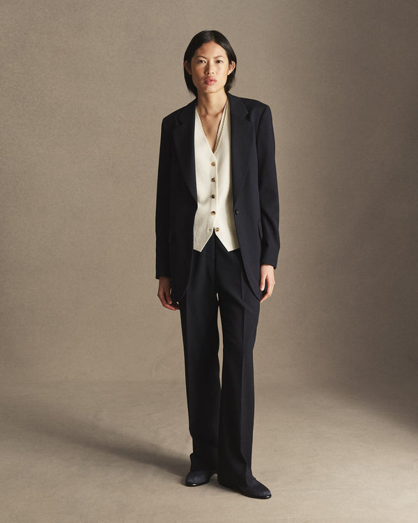 P. Johnson Georgia House Cut Blazer - Navy Wool Twill