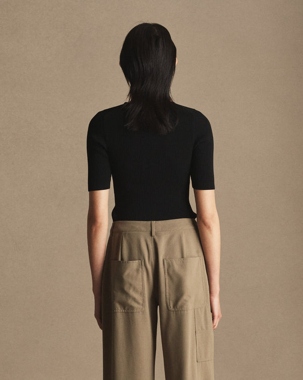 P. Johnson Georgia Rib Knit Tee - Black