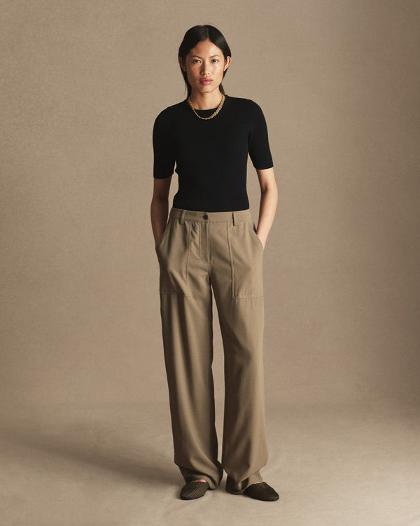 P. Johnson Georgia Rib Knit Tee - Black