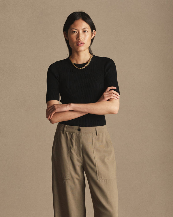 p. johnson Georgia Rib Knit Tee - Black