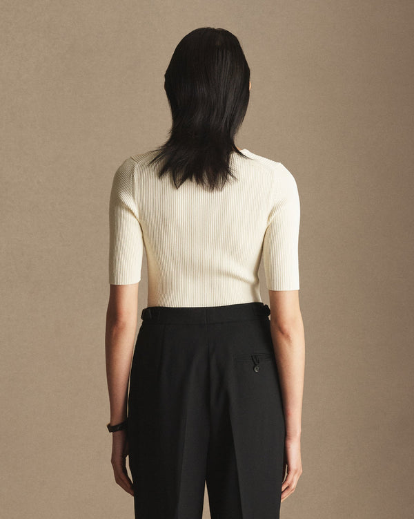 P. Johnson Georgia Rib Knit Tee - Off White