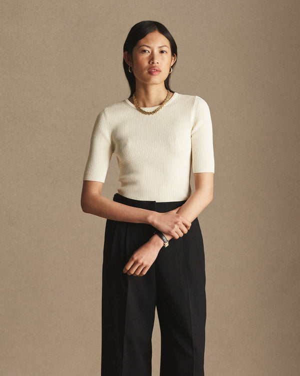 p. johnson Georgia Rib Knit Tee - Off White