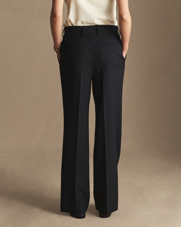 P. Johnson Georgia Straight Trouser - Navy Wool Twill