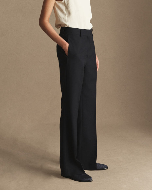 P. Johnson Georgia Straight Trouser - Navy Wool Twill