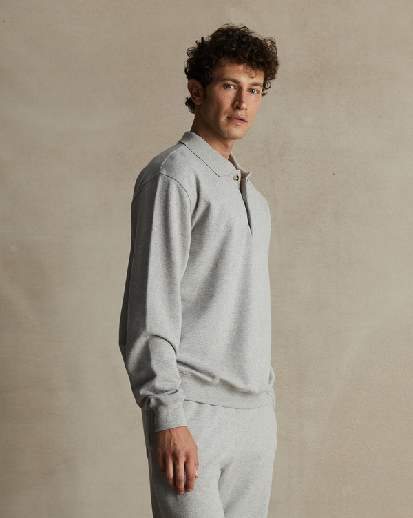 P. Johnson Grey Organic Cotton Polo Sweat