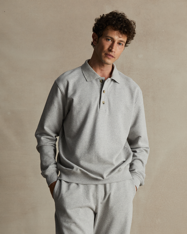 p. johnson Grey Organic Cotton Polo Sweat