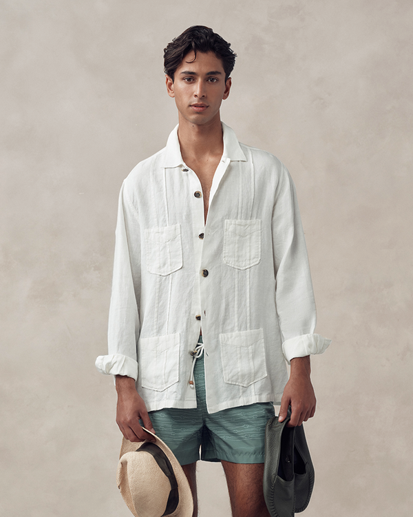 p. johnson Havana Shirt - White Linen Canvas