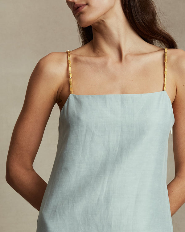 P. Johnson Helena Beaded Mini Dress - Dusty Blue