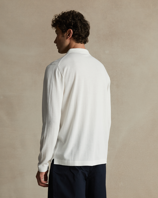 P. Johnson Ice Cotton Long Sleeve Polo - Off White