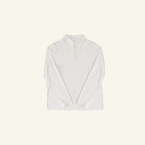 P. Johnson Ice Cotton Long Sleeve Polo - Off White