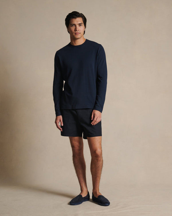 P. Johnson Ice Cotton Long Sleeve Top - Navy