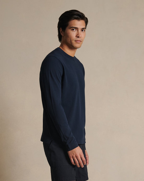 P. Johnson Ice Cotton Long Sleeve Top - Navy
