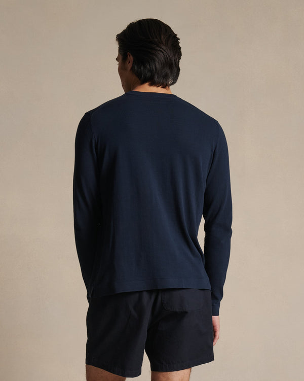 P. Johnson Ice Cotton Long Sleeve Top - Navy
