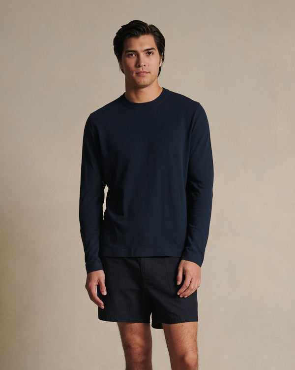 p. johnson Ice Cotton Long Sleeve Top - Navy