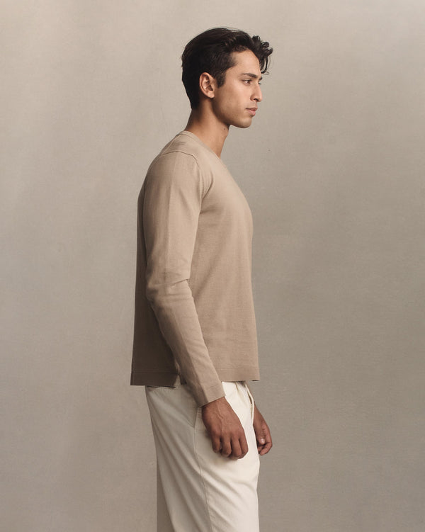 P. Johnson Ice Cotton Long Sleeve Top - Taupe