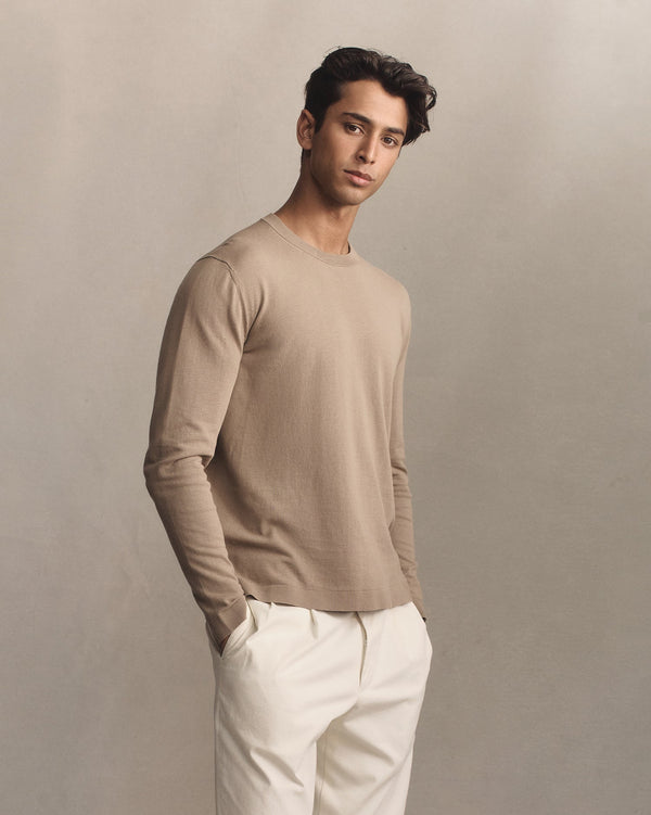 P. Johnson Ice Cotton Long Sleeve Top - Taupe