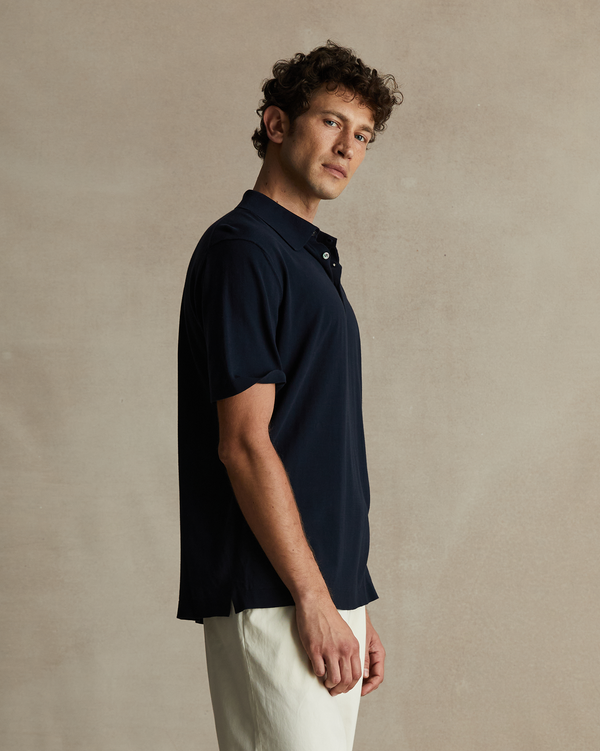 P. Johnson Ice Cotton Polo - Navy