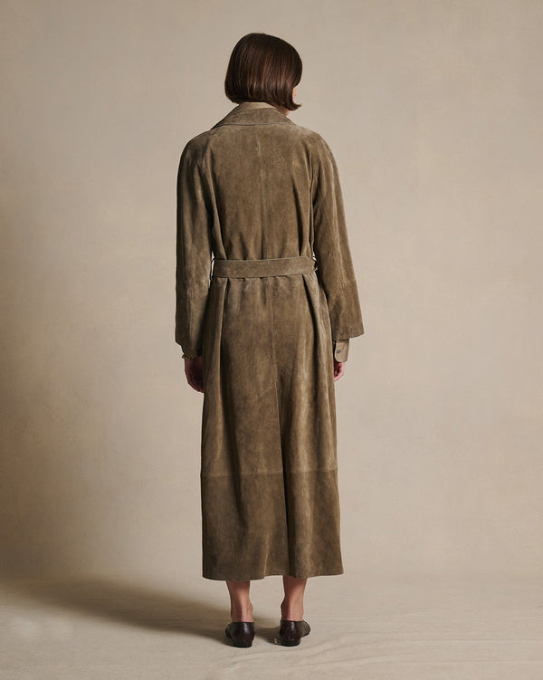 P. Johnson Isabella Suede Trench Coat - Taupe