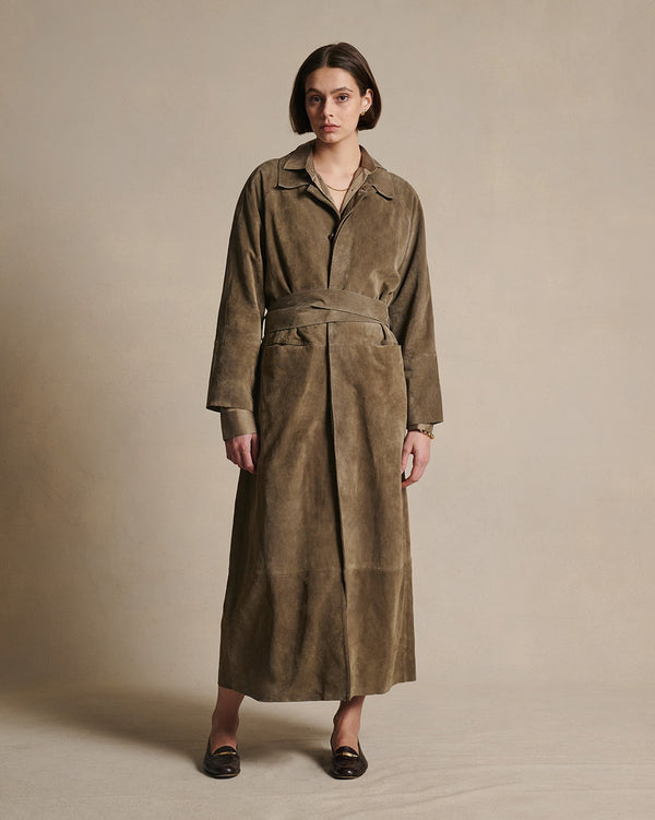 p. johnson Isabella Suede Trench Coat - Taupe