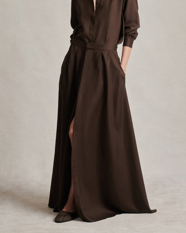 p. johnson Kahlo Skirt - Chocolate Dupioni