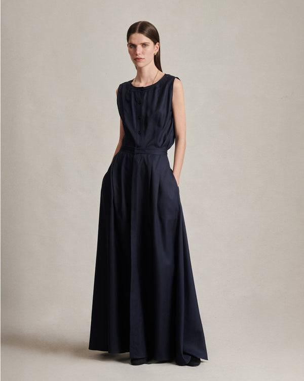 P. Johnson Kahlo Skirt - Navy Dupioni