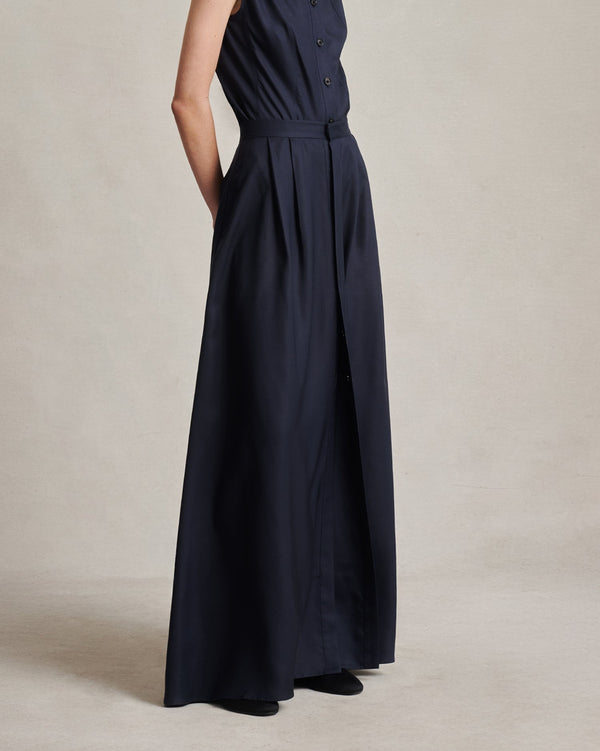 p. johnson Kahlo Skirt - Navy Dupioni