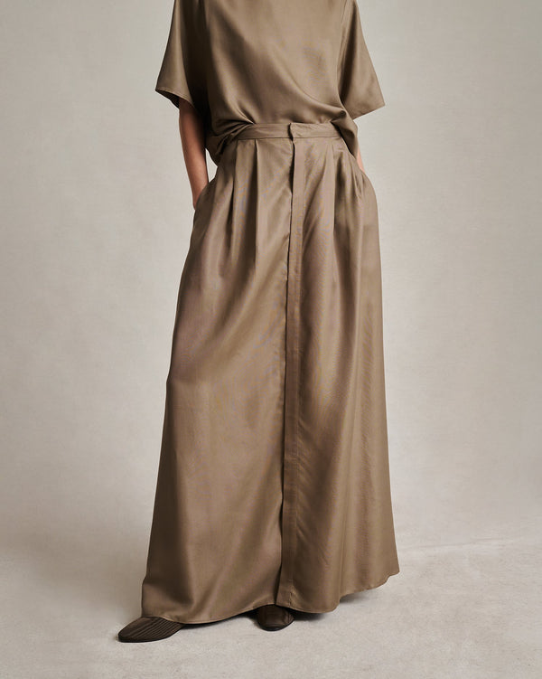 p. johnson Kahlo Skirt - Taupe Dupioni