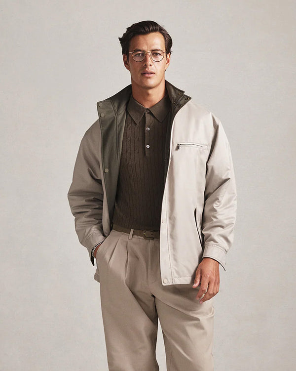 P. Johnson Leon Reversible Park Jacket - Moss & Beige