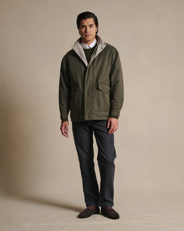 P. Johnson Leon Reversible Park Jacket - Moss & Beige
